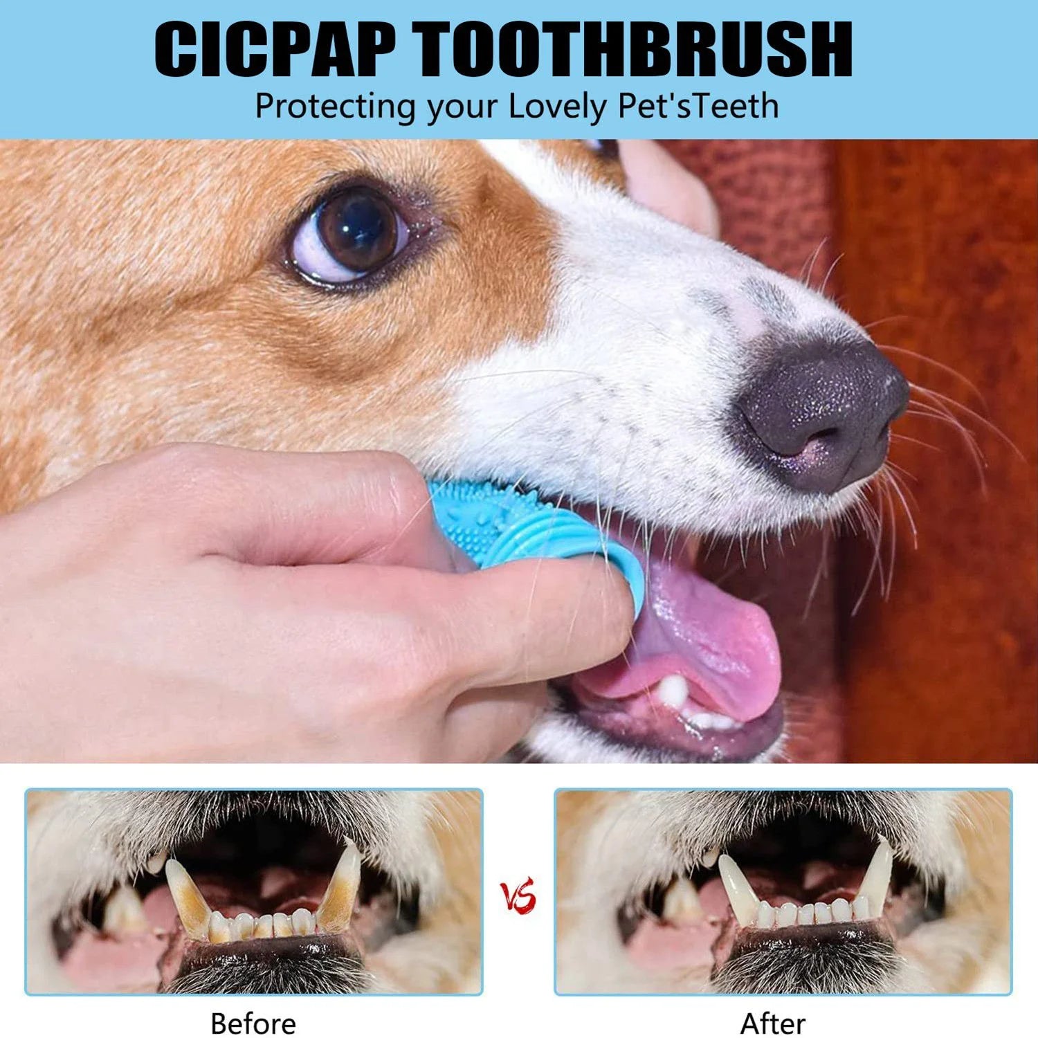 Dog Toothbrush Kit (4-Pack) Enhanced Version 360º Full Surround Soft Bristle Fingerbrush for Easy Cleaning Tongue and Teeth Cleaner Plaque Remover, Dental Care for Puppies, Cats and Most Pets