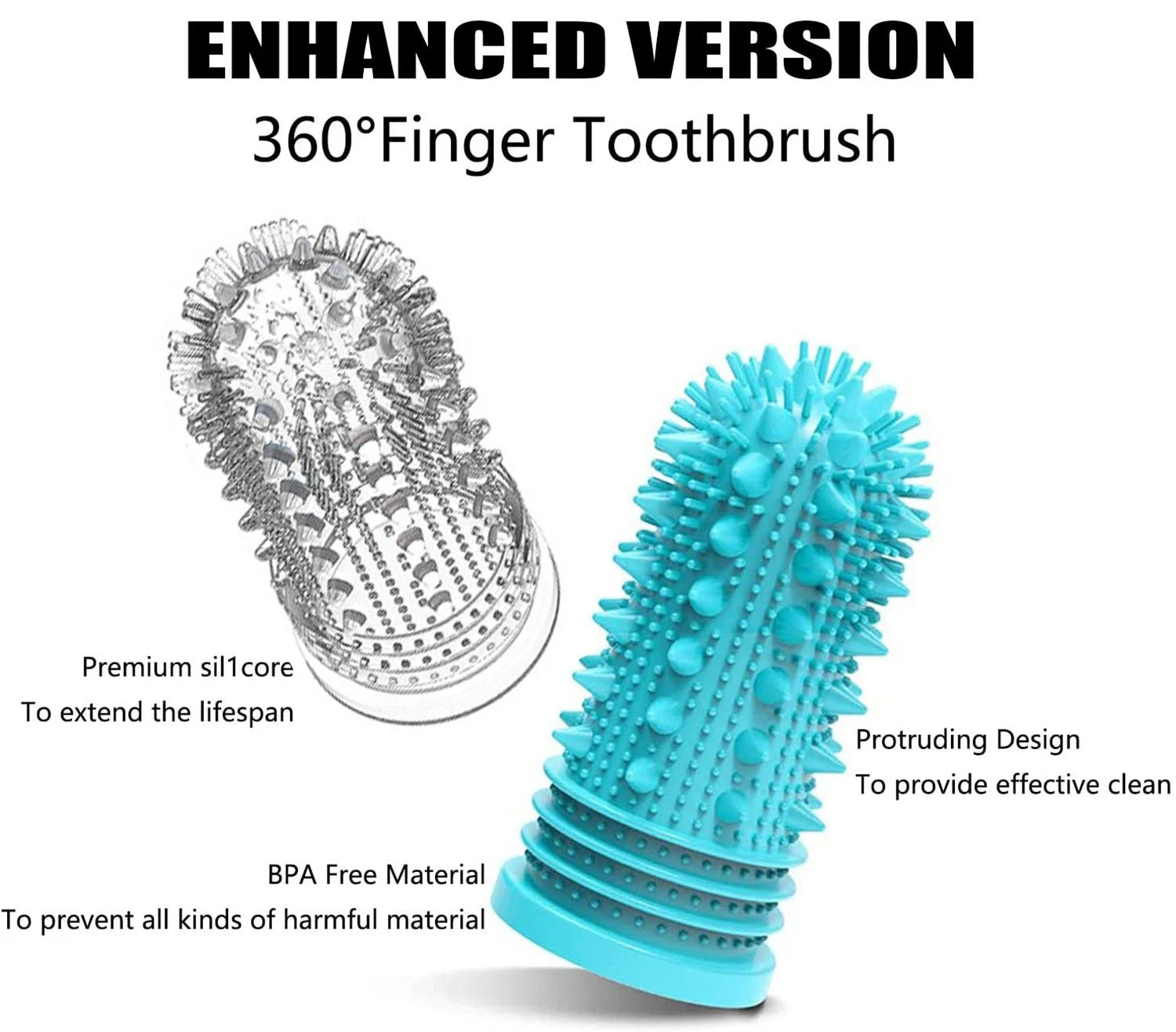 Dog Toothbrush Kit (4-Pack) Enhanced Version 360º Full Surround Soft Bristle Fingerbrush for Easy Cleaning Tongue and Teeth Cleaner Plaque Remover, Dental Care for Puppies, Cats and Most Pets