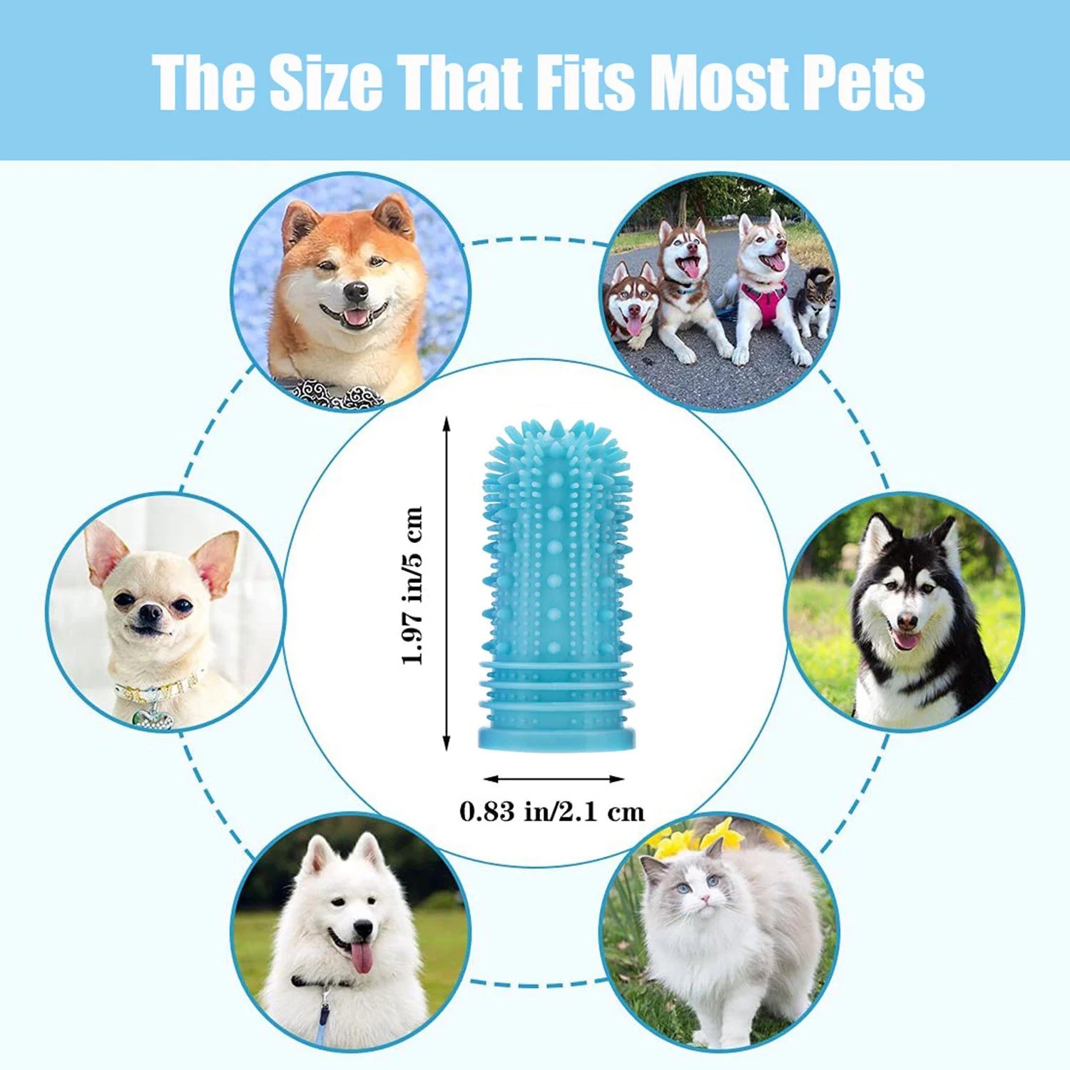 Dog Toothbrush Kit (4-Pack) Enhanced Version 360º Full Surround Soft Bristle Fingerbrush for Easy Cleaning Tongue and Teeth Cleaner Plaque Remover, Dental Care for Puppies, Cats and Most Pets